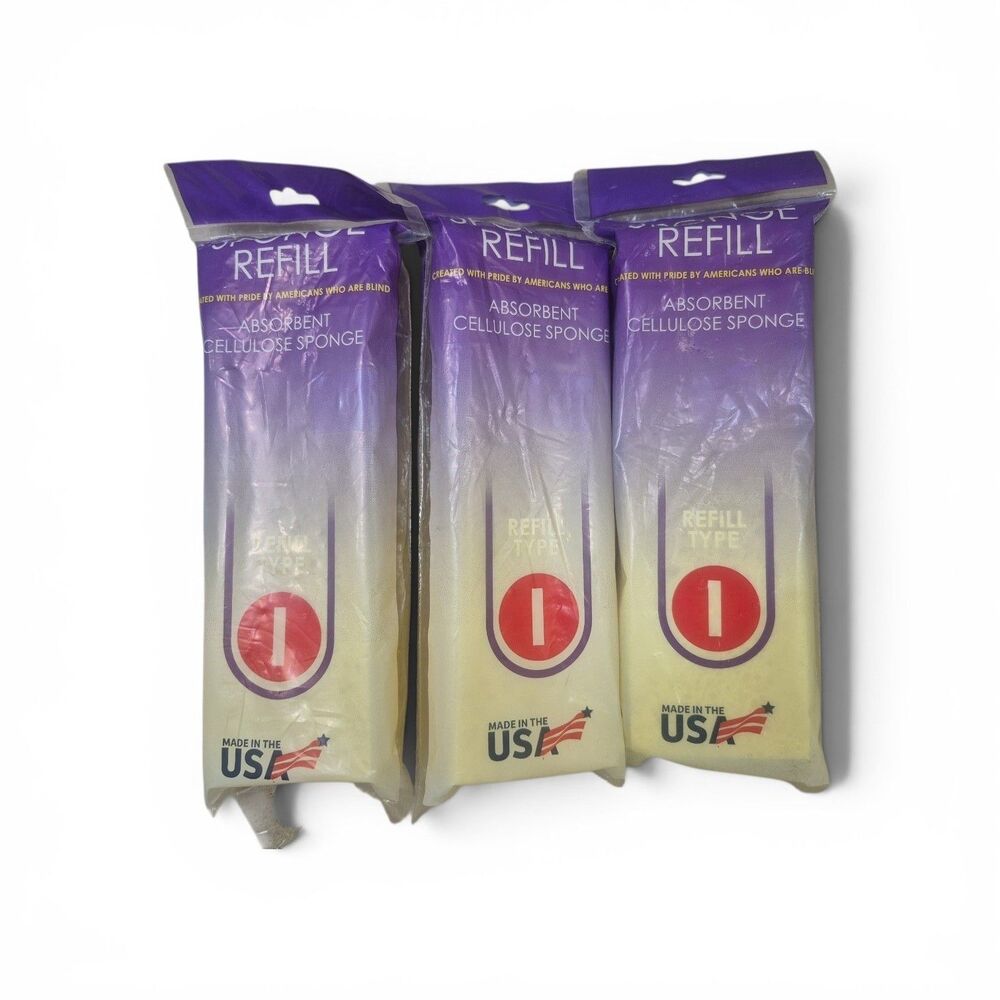 3 X Butterfly Mop Absorbent Cellulose Poly Sponge Refill Head Type I USA NEW